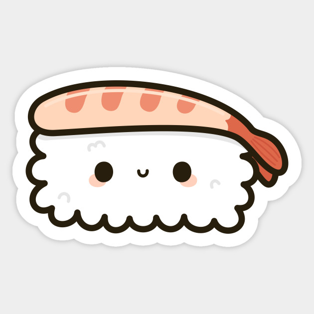 Cute prawn sushi  Sushi  Sticker  TeePublic